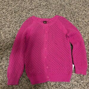 Tea Collection Pink Cardigan Sweater Small 4-5Long Sleeve Button Front Open Knit